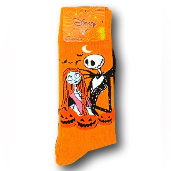 Disney Nightmare Before Christmas Jack & Sally Funny Halloween Crew Socks - NWT - Picture 1 of 5